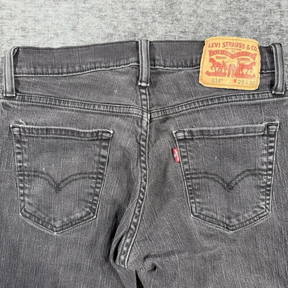 Levis 514 Straight Fit Jeans‎ Men's Size W29 L30 Black Denim Stretch Cotton